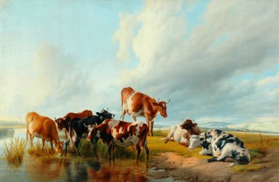 Eine Gruppe von Rindern, 1877 von Thomas Sidney Cooper